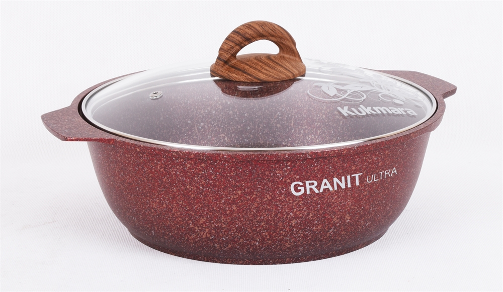 Кастрюля-жаровня 3,0л Granit Ultra стекл/крышка red жга31а